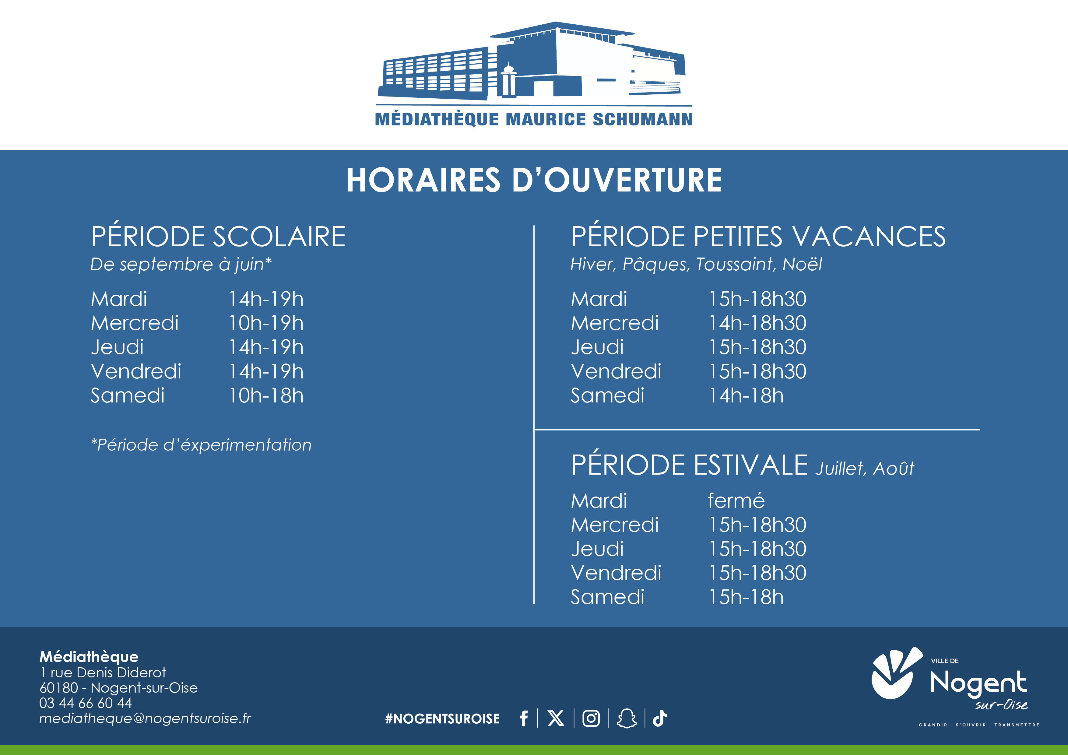 Horaires Médiathèque